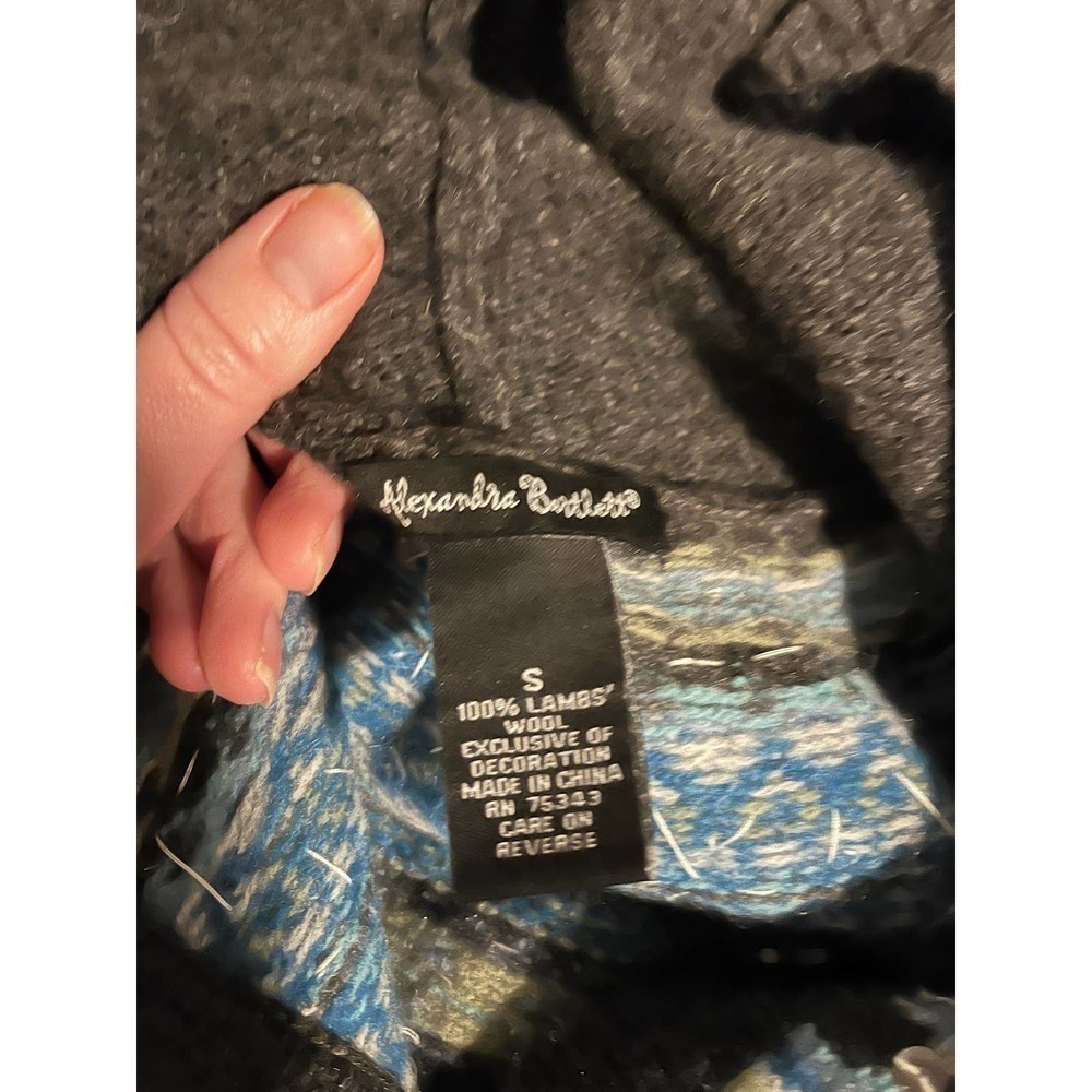 Alexandra Bartlett lamb’s wool fair isle hooded duster cardigan sweater small - Picture 3 of 7